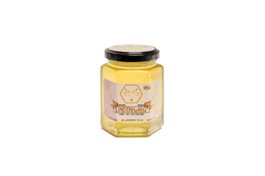 Lindenhonig 250 g vom Hof Lenz – aromatischer Honig mit minziger Note, sortenrein und goldklar im Glas