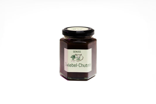 Zwiebel-Chutney im Glas vom Hof Lenz – handgemacht, herzhaft-würzig, ideal zu Käse, Fleisch oder als Dip zu Kartoffeln